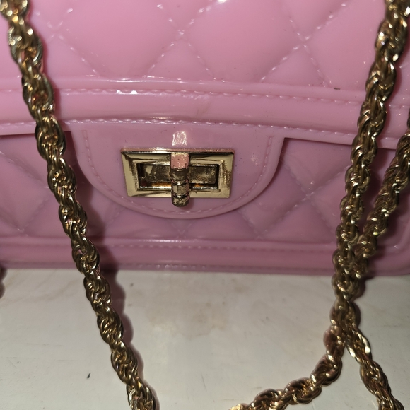 Women mini jelly bag Light Pink Gold Rope Chain Handle** Fun Bag** - Picture 3 of 11